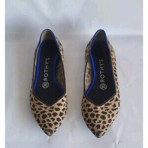 ROTHY’S The Point Leopard Cheetah Animal Print Pointed Ballet Flat Shoes Size 7W
